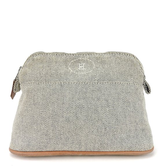 HERMES Handbags - Hermes Pouch Bolide Canvas Leather Grey Bag-in-Bag for Women HERMES